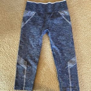 Blue and white workout Capri leggings